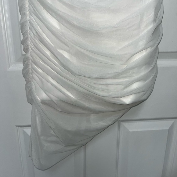 White Asymmetrical Mini Dress - Picture 6 of 13